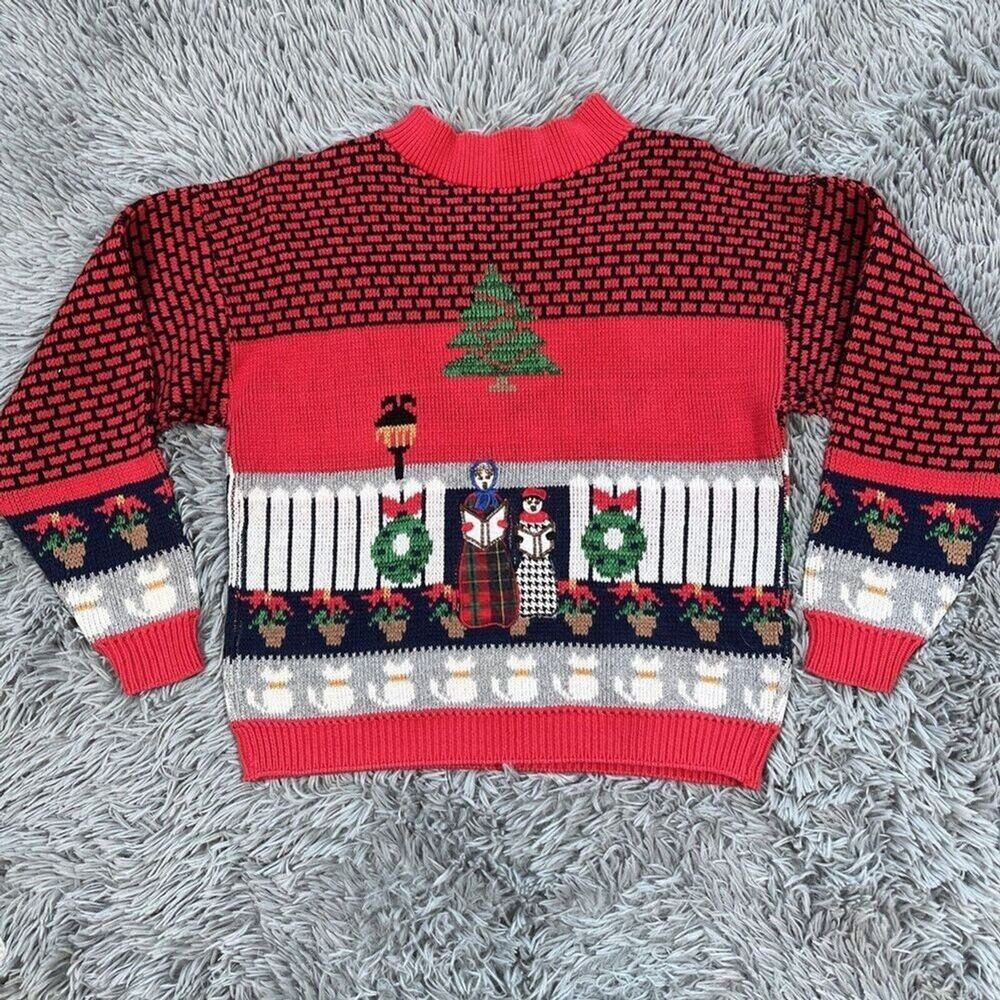Vintage Sweater Loft Petites Christmas Sweater Novelty All Over Print Cotton